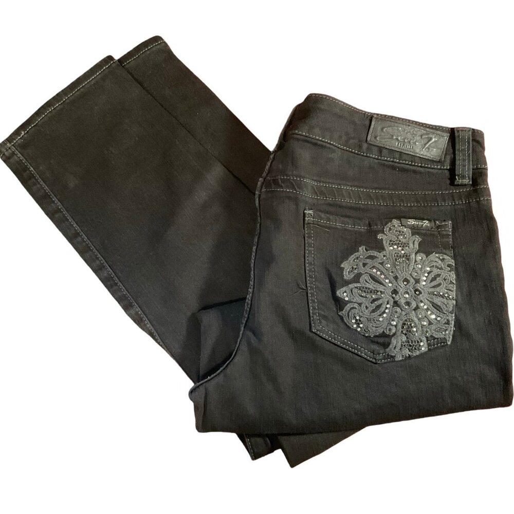 Black Wash Jeans w/ Rhinestone Embellishments